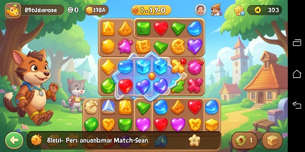 Screenshot gameplay 898A yang menampilkan tantangan Match-3