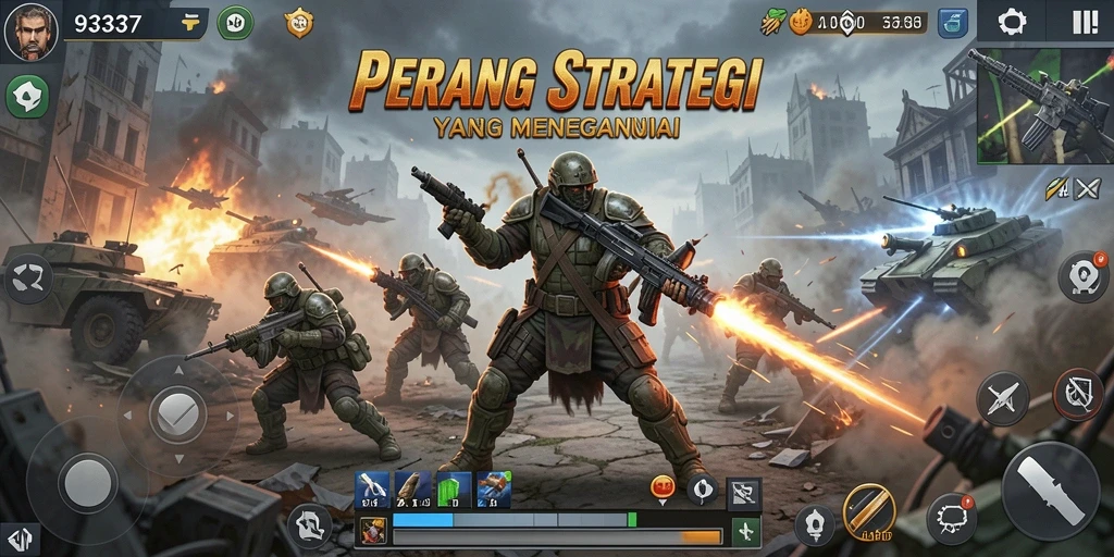 Tampilan gameplay SLG dengan grafik memukau dan strategi yang mendebarkan.