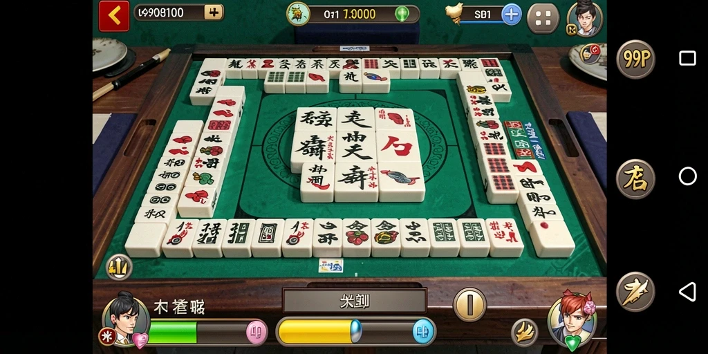 Screenshot gameplay Mahjong 99RP menampilkan aksi permainan yang seru dan menantang.