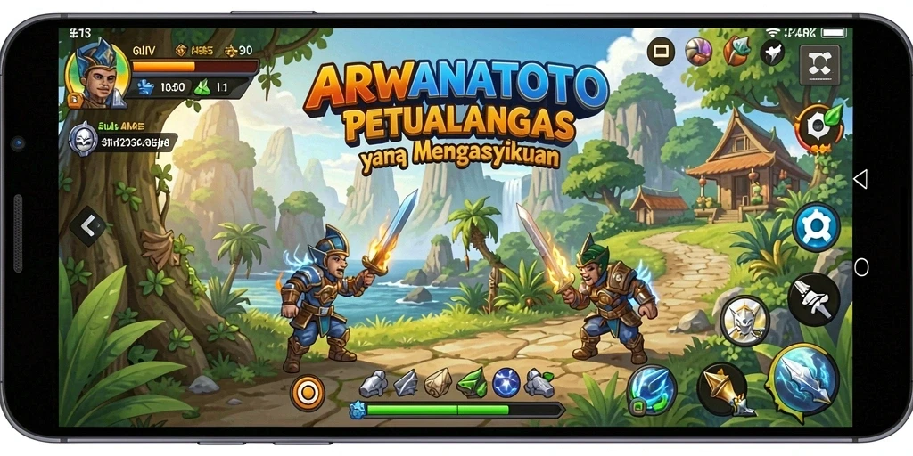 Screenshot ARWANATOTO menampilkan pertempuran penuh strategi.