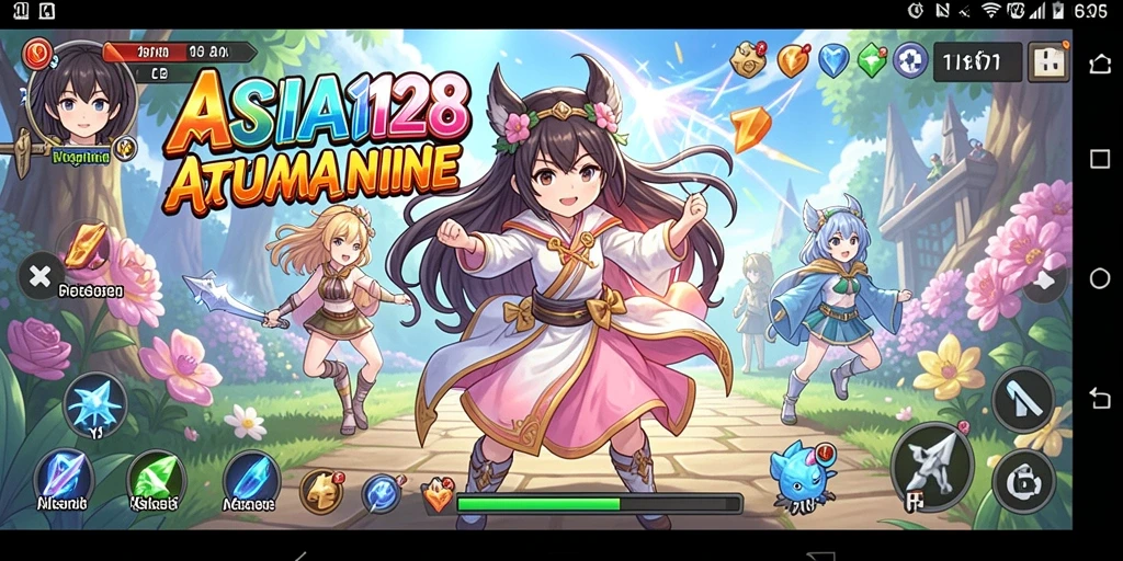 Screenshot gameplay ASIA128 dengan karakter Anime yang menarik.