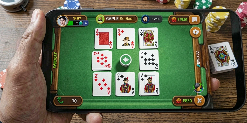 Screenshot permainan Gaple BOWO77 dengan antarmuka menarik.
