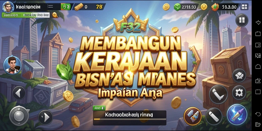 Screenshot F32 menampilkan pengalaman menarik dalam membangun kerajaan bisnis.