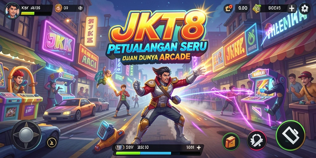 Screenshot JKT8 menampilkan aksi gameplay yang menegangkan dalam dunia Arcade.