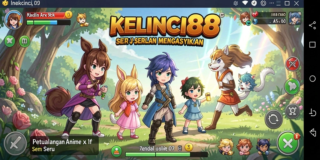 Tampilan gameplay KELINCI88 dengan karakter anime yang menarik.