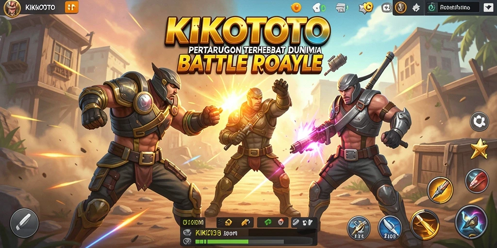Screenshot utama KIKOTOTO menampilkan aksi seru dalam pertandingan Battle Royale.