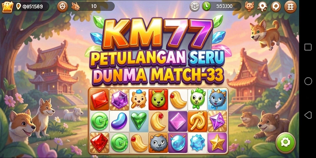 Tampilan gameplay KM777 yang seru dan penuh warna dalam genre match-3.