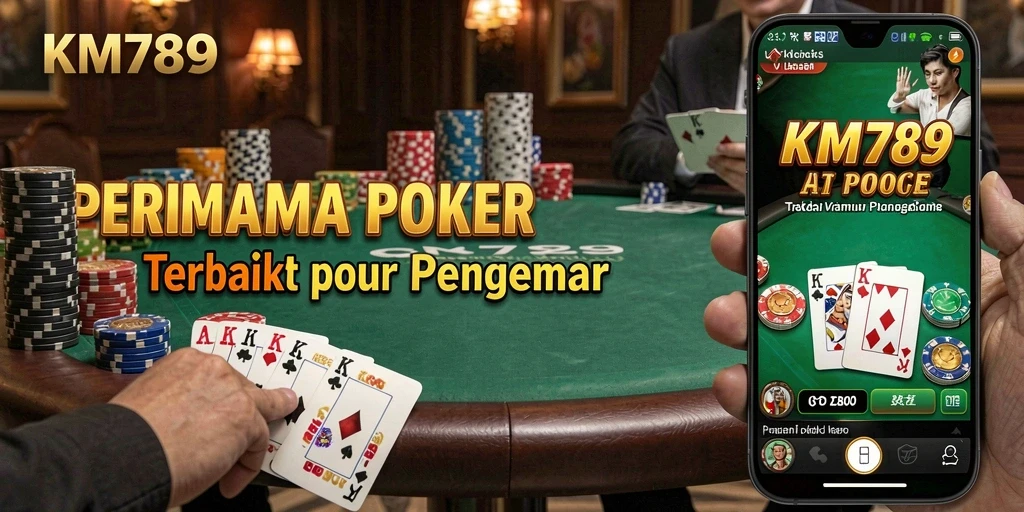Screenshot gameplay KM789 menampilkan suasana permainan Poker yang mendebarkan.