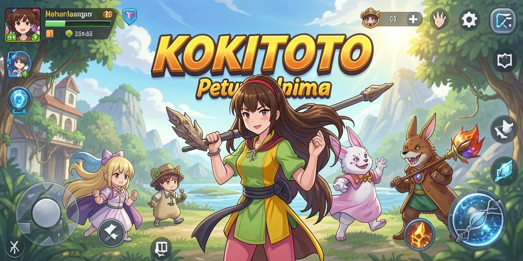 Tampilan gameplay KOKITOTO yang memukau dengan karakter anime.