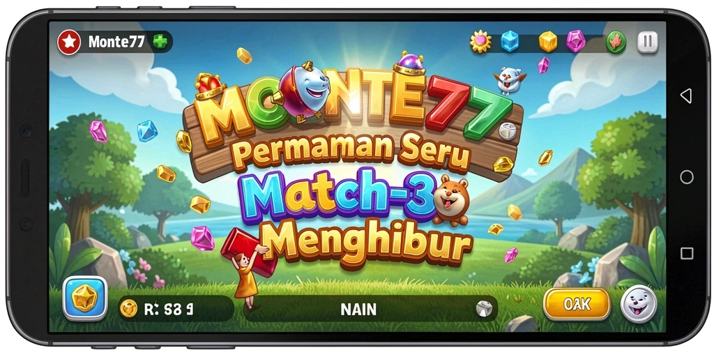 Tangkapan layar MONTE77 menampilkan gameplay Match-3 yang menarik.