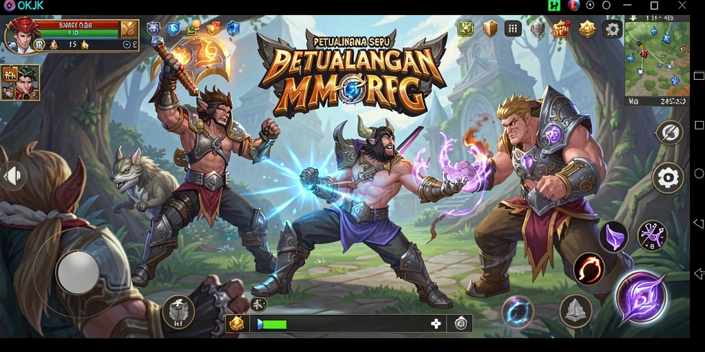 Gameplay OKJK yang penuh aksi dan strategi di dunia MMORPG.