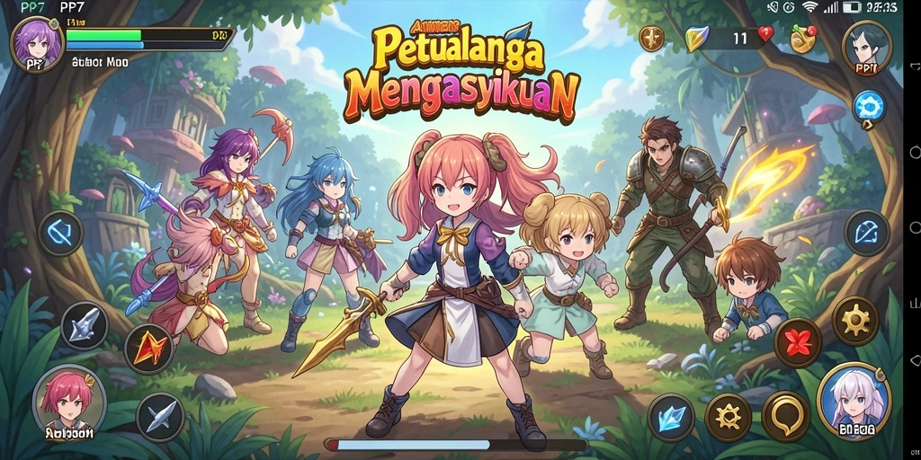 Tampilan gameplay PP7 dengan karakter anime yang memukau.
