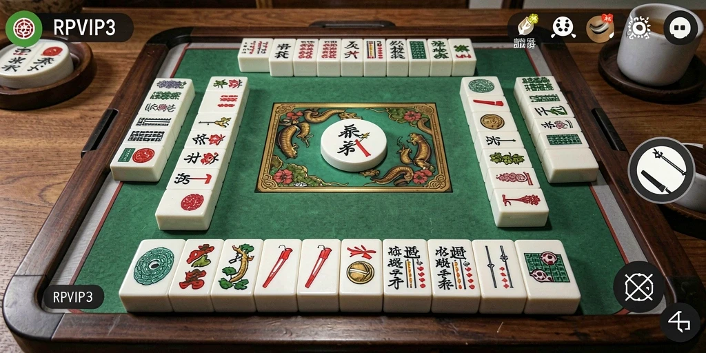 Screenshot gameplay RPVIP3 menunjukkan serunya bermain Mahjong.