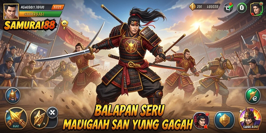 Screenshot gameplay SAMURAI88 yang menampilkan aksi balapan seru.