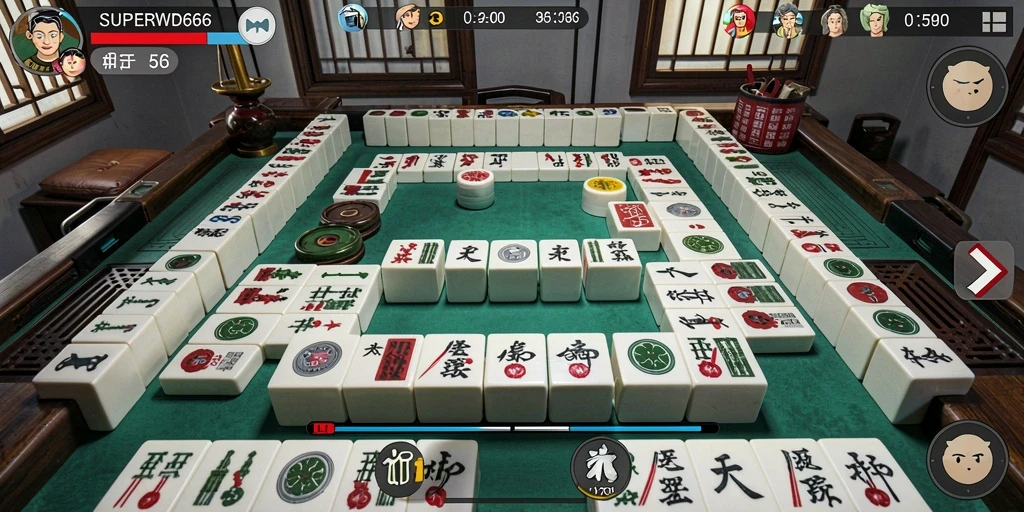 Screenshot SUPERWD666 menampilkan gameplay Mahjong yang seru dan interaktif.
