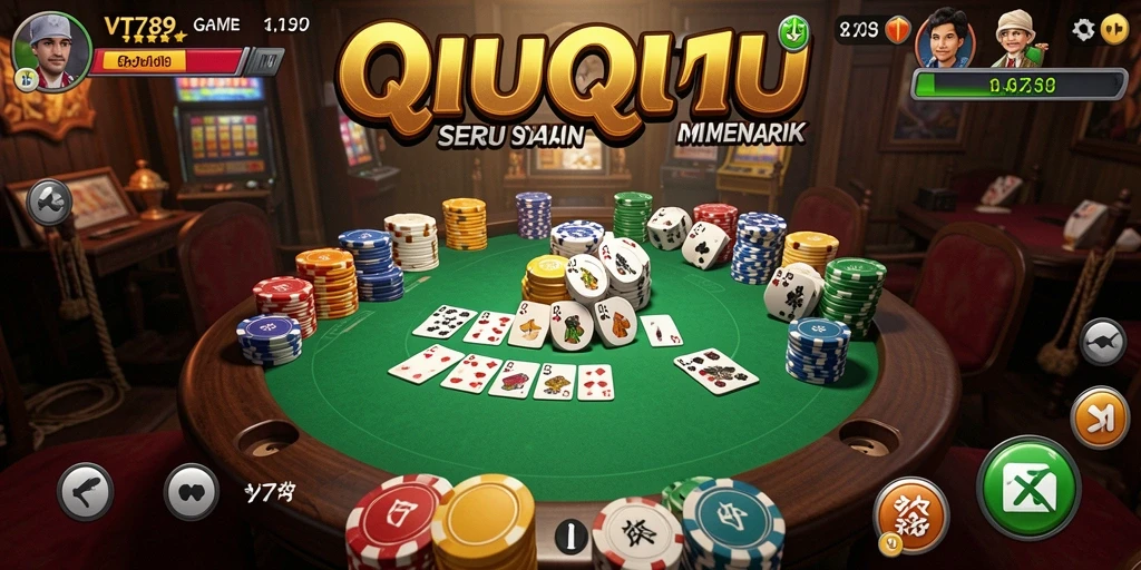 Screenshot VT789 menampilkan aksi permainan QiuQiu yang seru.