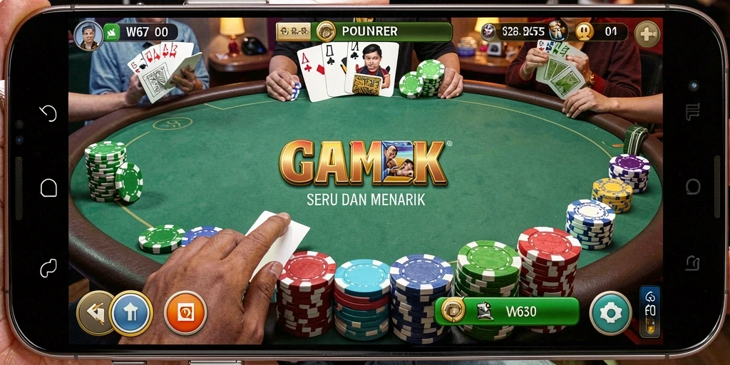 Screenshot gameplay W67 yang menampilkan suasana meja Poker.